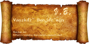 Vaszkó Benjámin névjegykártya