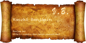 Vaszkó Benjámin névjegykártya